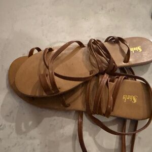 Tan wrap sandals